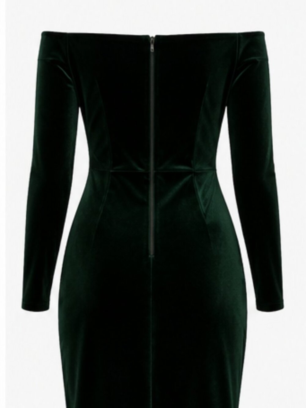 Xscape Hunter Green Velvet Off Shoulder Sheath Dress NWT Size 10 Elegant - Picture 6 of 6
